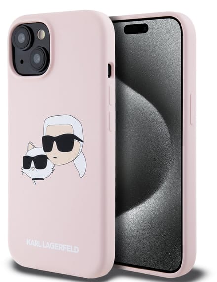 Karl Lagerfeld iPhone 14 Pro Max Backcover hoesje Magsafe - double heads print - Roze