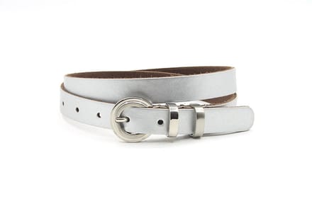 Dames riempje mat zilver - 2 cm breed - Leer - Smalle riem - Basic - Maat 85