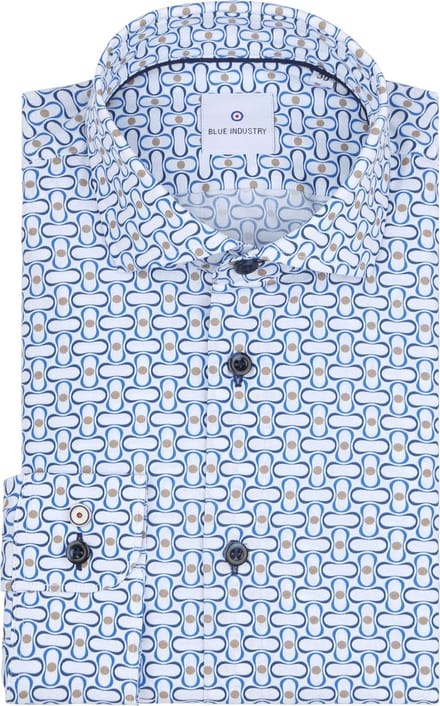 Blue Industry Overhemd Print Blauw - Maat 45 - Heren - Overhemden Casual