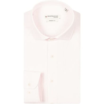 Giordano Overhemd Row Cutaway Collar Seersucker Stripe Roze / male
