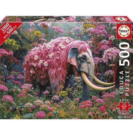 Puzzle - EDUCA - Éléphant Fleuri - 500 pieces - Theme Animaux - Pour enfants a partir de 10 ans