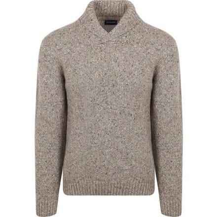 Suitable Trui Shawl Tweed Eco Wool Taupe - Maat XXL - Heren - Pullover