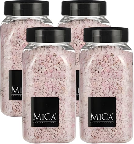 Mica Decorations decoratie stenen/granulaat - 4x - 650ml - roze - hobby steentjes