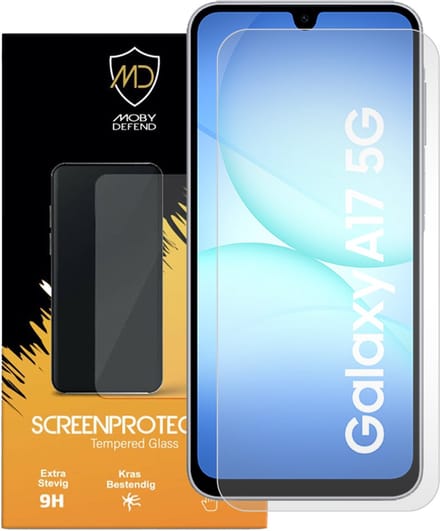 MobyDefend Screenprotector - Geschikt voor Samsung Galaxy A17 - Case-Friendly Screensaver - Gehard Glas