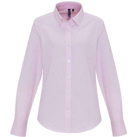 Premier Dames/Dames Gestreept Oxford Formeel Overhemd Met Lange Mouwen (Wit/Roze)