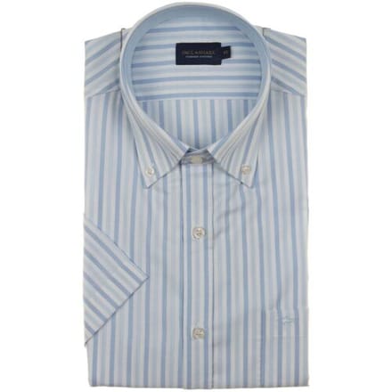 Paul & Shark Overhemd Cotton Summer Oxford Multitone Stripe Wit - Licht Blauw / male