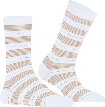 FALKE Stripe Uniform gedessineerd katoen sokken dames wit - maat 35-38