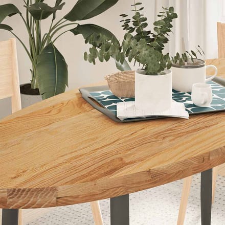 vidaXL - Tafelblad - 140x60x4 - cm - ovaal - massief - eikenhout - lichtbruin