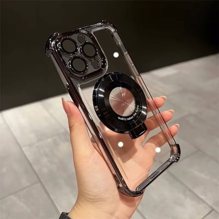 Anti-shock Magnetische hoesje met onzichtbare Ringstandaard - Geschikt voor iPhone 16 Pro Max - Zwart