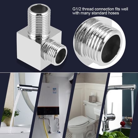 Dailygoods- Douche Aansluiting - Wandbeugel - Handdouche Slang Connector - G1/2 Draadmaat - Chroom - Vierkante Design - Doucheconnector