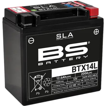 Fabrieksgeactiveerde motorfietsaccu BS Battery BTX14L