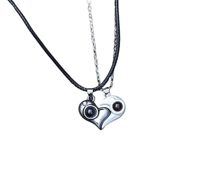 Bijoux by Ive - Magnetische paren ketting - Hart - Zwart en Zilver