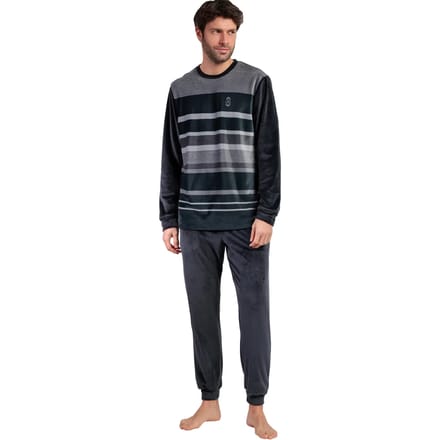 Pyjama-sets Admas Fluwelen pyjama broek top lange mouwen Stripe Hype