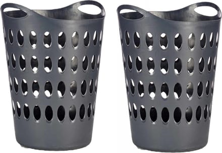 Arte R Flexibele wasmand/opbergmand - 2x - rond - antraciet - 50 liter - wasgoed sorteren