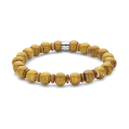 Frank 1967 - 7FB-0783 - keramiek kralenarmband heren - geel - 8 mm - 19 cm