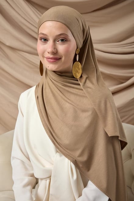 SILK HOME Latte Premium Jersey Sjaal- Hoofddoek - Hoofddeksel - Hijab