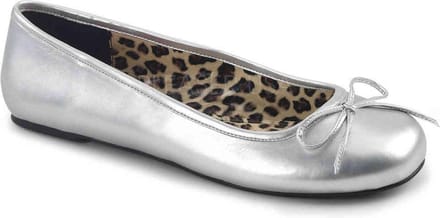 EU 41,5 = US 11 | ANNA-01 | Ballet Flat W/ Bow Accent. Silver