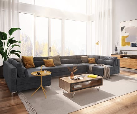 Bank Elio Mikrofaser grafiet 400x185 cm XL woonlandschap