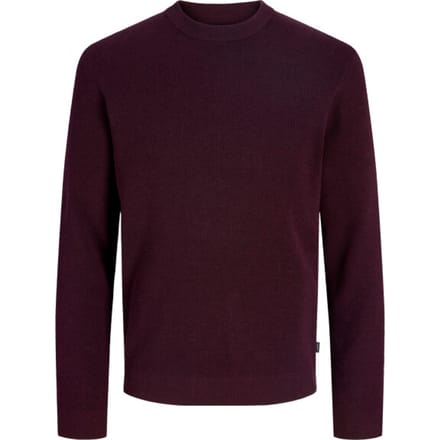 JACK & JONES Milano stitch knit crew neck regular fit - heren pullover katoen met O-hals - bruin (bitter chocolate melange)