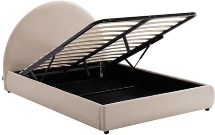 Vente-unique Bed met opbergruimte fluweel beige 180 x 200 cm (Super King Size Bed)