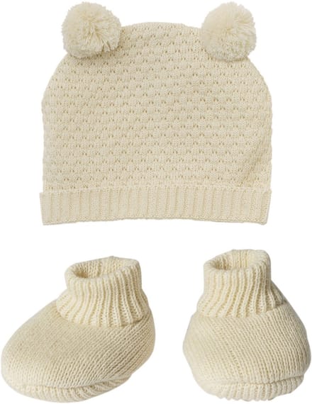 Heless poppen breiset biologisch katoen muts en sokjes 28-35 cm.