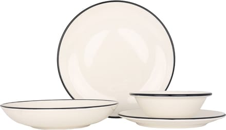 Bonna Serviesset (Medium) - Linea Black - 24 delig - 6 persoons - Porselein