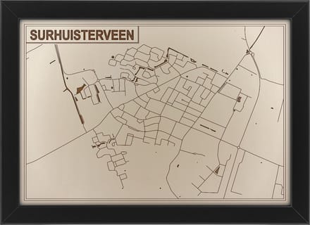 Houten stadskaart van Surhuisterveen