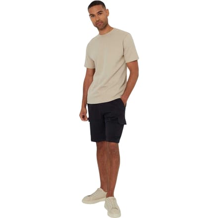 Threadbare Heren Textured Crew Neck Regular T-shirt (Steen)