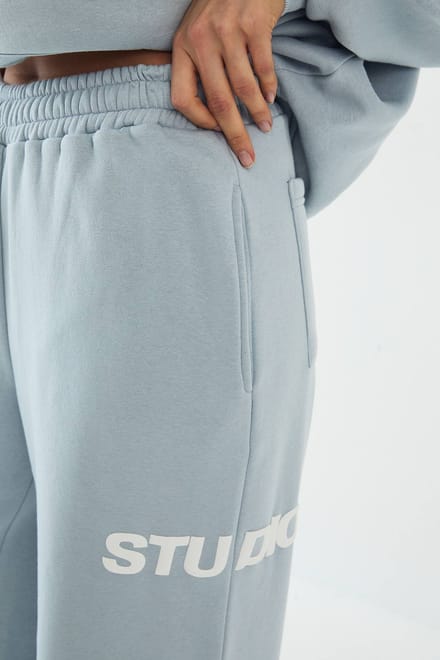 Dames Dsgn Studio Gezondheid En Wellness Bedrukt Trainingspak Met Capuchon | Lichtblauw | Maat: 3XL