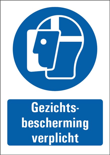 Gezichtsbescherming verplicht bord met tekst 148 x 210 mm
