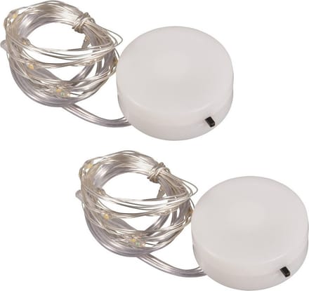 Micro lichtsnoer - 2x - 10 led lampjes - warm wit - 120 cm - kerstlampjes - kerstverlichting