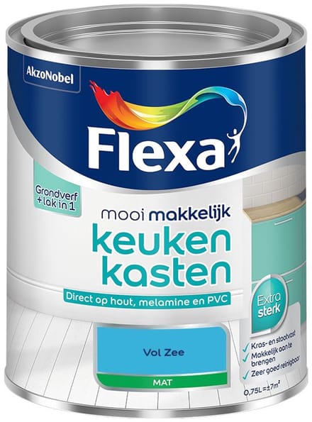 Flexa - Mooi Makkelijk Keukenkasten Mat - Vol Zee - Mengverf - 750 Ml