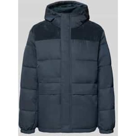 Puffer jacket met verborgen ritssluiting en labelstitching
