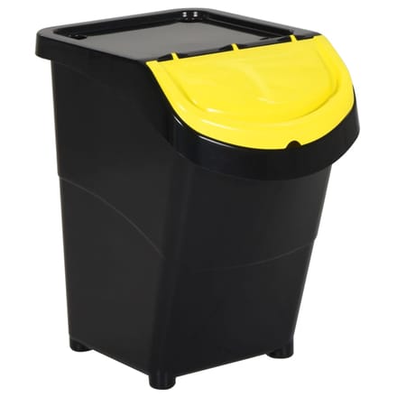 vidaXL - Afvalbakken - met - deksels - stapelbaar - 3 - st - PP - 120 - L - zwart