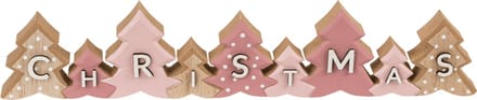 Decoratieve kerst letters van hout roze met witte letters tekst Christmas