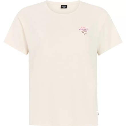 Protest PRTHabe - T-shirt Dames - Korte mouwen - Ronde hals - Normale pasvorm - Crème