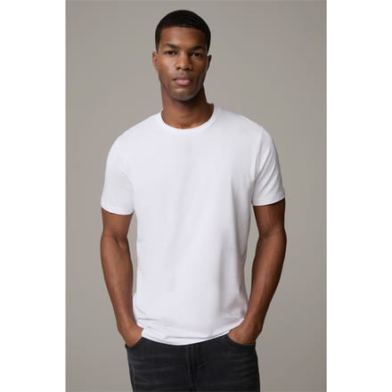 Katoenen stretch-T-shirt, 2-pack, wit