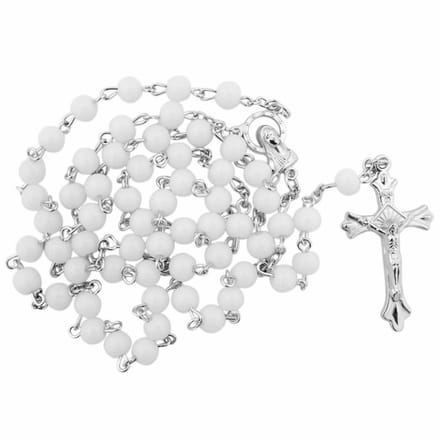 Fako Bijoux® - Rozenkrans Ketting - Wit - 6mm