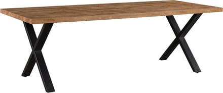 Belfurn - Eetkamertafel 220x95cm Nestor in mango decor met kruispoot in zwart metaal