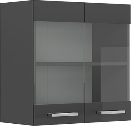 Vicco R-Line Glazen keukenkast – 60 cm Antraciet Hoogglans