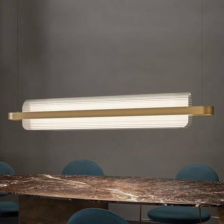 kdln LED hanglamp Nami, messingkleurig, lengte 150 cm
