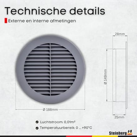 Kunststof Ventilatierooster Rond Ø 150 mm voor Efficiënte Ventilatie