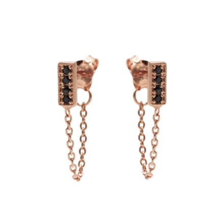 Karma Chain oorbel Black Zirconia Rectangle M2334B Rosé