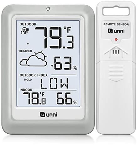 Draadloos Weerstation met Buiten Sensor, Groot Bereik en Verstelbare Achtergrondverlichting