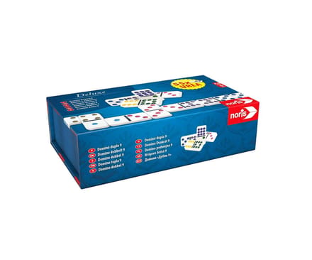 Noris Dominostenen Deluxe Double 9 Wit - Klassiek spel voor 2-6 spelers - 55 Stuks