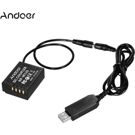 5V USB naar NP-W126 dummy-accu DC-koppeladapter compatibel met Fuji-camera's zwart