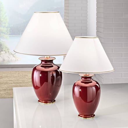Austrolux tafellamp Giardino Bordeaux 57cm keramiek 24 karaat