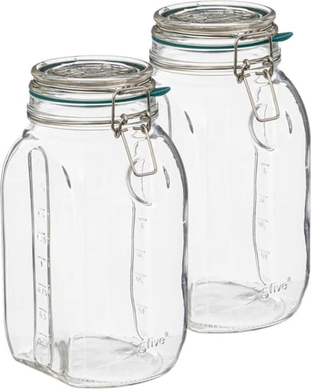 5Five Weckpot/inmaakpot Jarro - 2x - 2L - glas - beugelsluiting - D15 x H22 cm