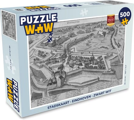 Puzzel Stadskaart - Eindhoven - Zwart Wit - Legpuzzel - Puzzel 500 stukjes - Plattegrond