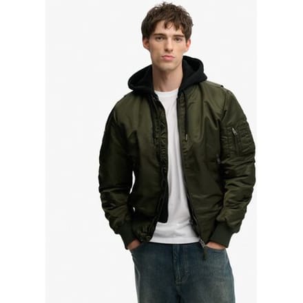 Superdry Hooded MA1 Bomberjack Green Grootte: Xxl